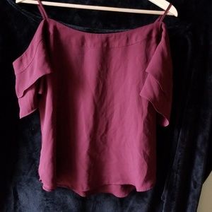 Maroon cold shoulder top.
